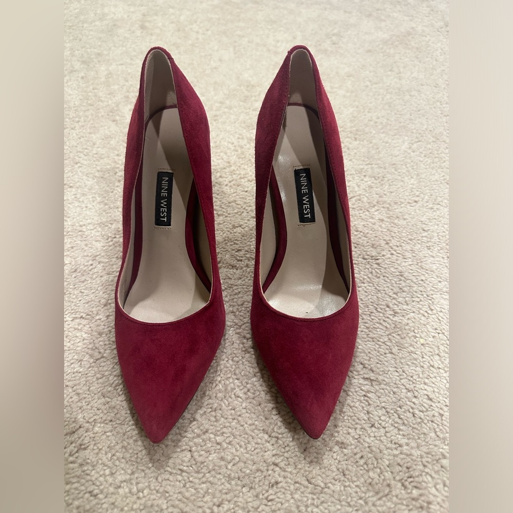 Nine West Deep Red Suede Heels